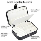 jiemei Jewelry Box, Travel Jewelry Organizer Cases with Doubel Layer for Women’s Necklace Earrings Rings and Travel Accessories (Black02) - color: Black02