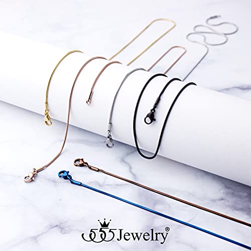 555Jewelry 1.2mm Stainless Steel Snake Chain Necklace for Men & Women, 16-28 Inch - color: Coffee