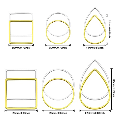 Ximalun 120Pcs Earring Hoop Jewelry Making 3 Shapes Teardrop Square Round Circle Hoop Earring Bulk Open Bezel Pendant Frame for DIY Earring Making Supplies (Gold, Silver) - color: Gold,Silver
