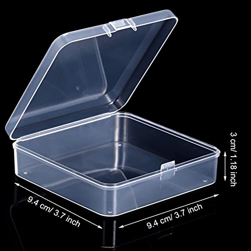 Jetec 6 Pieces Mini Plastic Clear Beads Storage Containers Box for Collecting Small Items, Beads, Jewelry, Business Cards, Game Pieces, Crafts (3.7 x 3.7 x 1.2 Inch) - size: 3.7 x 3.7 x 1.2 Inch