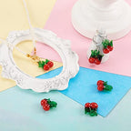 FASHEWELRY 20Pcs Handmade Cherry Lampwork Glass Pendants 3D Red Fruits Glass Charms for DIY Jewelry Project Making - color: Cherry