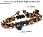Hamoery Men Women 8mm Tiger Eye Stone Beads Bracelet Elastic Natural Stone Yoga Bracelet Bangle - color: Tiger Eye Matte-21018