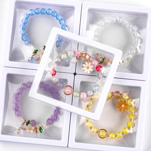 XSEINO 2400 Pieces 8mm Crack Glass Beads for Jewelry Making,48 Dazzling Colors Round Glass Beads for Making and DIY Crafts - color: 4Box Crackle Glass Beads