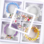 XSEINO 2400 Pieces 8mm Crack Glass Beads for Jewelry Making,48 Dazzling Colors Round Glass Beads for Making and DIY Crafts - color: 4Box Crackle Glass Beads