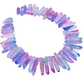 rockcloud Natural Rock Crystal Points Titanium Coated Clear Quartz Sticks Spikes Top Drilled 15 inch Strand,Blue&Rose Red - color: #32-Blue&Rose Red