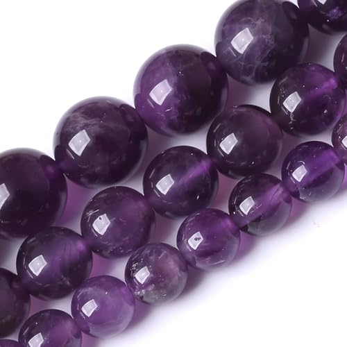 HAAMIIQII 35pcs 10mm Natural Amethyst Crystal Beads Round Stone Loose Gemstone Beads for Jewelry Making Strand 15 Inch - color: Amethyst, size: 10mm 35pcs
