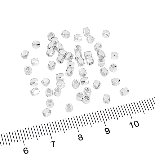 BEADIA Silver Plated Faceted Spacer Beads 2.5x2.5mm 50pcs for Jewelry Making Findings Non Tarnish - color: Silver, size: 2.5x2.5mm Faceted