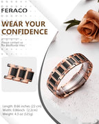 Feraco Copper Bracelet for Men 3X Strength,Magnetic Therapy Bracelet Copper Jewelry with Powerful 3800 Gauss Magnets - style: Black Matrix