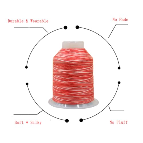 0.8mm Segment Dyed Twisted Silk Cord Trim 3-Ply Twine Thread Braided Polyester String for DIY Crafts,Macrame, Pendants,Jewelry,Friendship Bracelets,Necklaces 270 Yards（Red） - color: Red