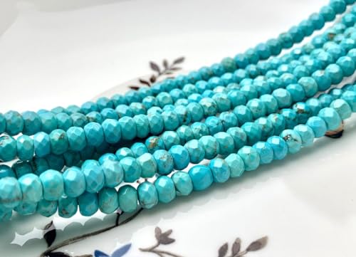 Perlin Agate & Jasper Gemstone Strand Beads 4 mm Rondelle 110 Pieces Jewellery Beads Semi-Precious Stone for Jewellery Necklace Bracelet Earrings (Turquoise) - color: turquoise
