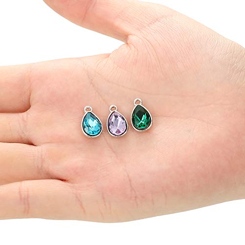 Hicarer 52 Pieces Water Drop Pendants Crystal Beads Pendants Charms Rhinestone Teardrop Jewelry Findings for Women DIY Necklace Jewelry Making, 7 x 10 mm, 13 Colors
