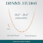 Dremmy Studios Dainty Gold Choker Necklace for Women 14K Gold Plated Coin Disc Figaro Layered Beaded Flat Mariner Sideways Cross Wishbone Link Clavicle Necklaces - style: 3.0mm Beaded Chain