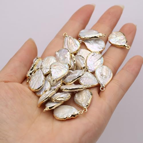 10PCS Natural Pearl Pendants Irregular Multiple Shapes Cultured Freshwater Baroque Pearl Charms for Jewelry Making Gift - color: 16x25mm