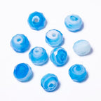 7.5×10mm 50pcs Light Blue White Faceted Lampwork Glass Beads for Jewelry Making, Flat Round Handmade Murano Beads for Bracelets, Crafts, Friendship Bracelet Kit, Rosary Making - color: Light Blue White
