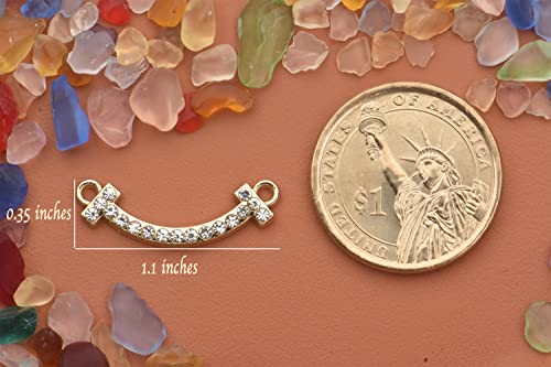 Pack of 20 Rhinestone Charms Gold Plated Pendants Pave Crystal Accessories for Necklace Bracelet Jewelry Making DIY Crafting - color: (Curve)VID62801