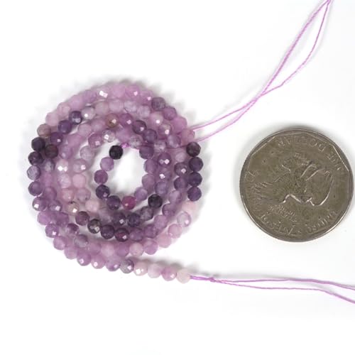 3mm Lepidolite Lithium Mica Faceted Gemstone Round Loose Beads Strand 15.5-16" DIY Jewelry Making - color: Lepidolite Lithium Mica