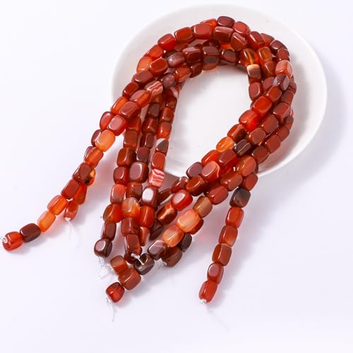 Natural Large Red Agate Cube Stone Beads 8x11mm 38cm/str Loose Semi Gemstone Stone Square Beads for Making Bracelets Necklace - color: Red Agate