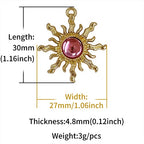 Sun Star Charms Baroque Boho Crystal Gold Plated Resin Gypsy Pendant Alloy for Jewelry Making DIY Craft Bracelet Necklace Earring - color: Sun-Pink-28Pcs