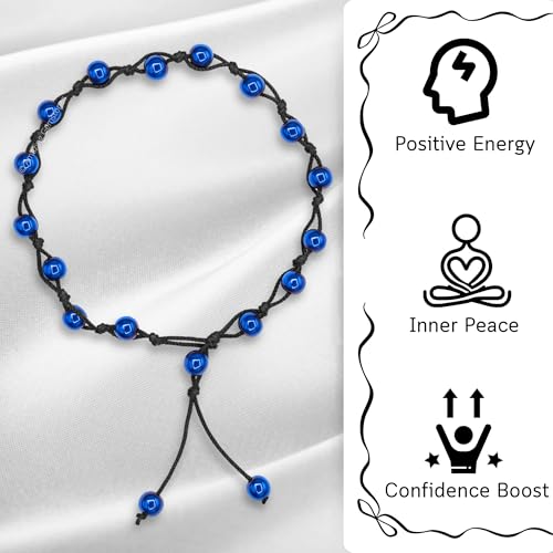 Amazing Gemstone Crystal Anklet Ankle Bracelets for Women - Waterproof Beaded Healing Crystal Anklets, Plus Size Chakra Gemstone Bead Anklet - color: Blue Hematite, style: Hand Knotted