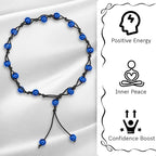 Amazing Gemstone Crystal Anklet Ankle Bracelets for Women - Waterproof Beaded Healing Crystal Anklets, Plus Size Chakra Gemstone Bead Anklet - color: Blue Hematite, style: Hand Knotted