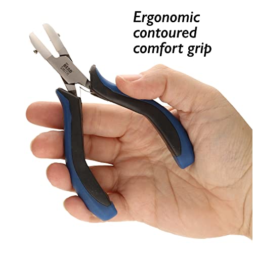 The Beadsmith Flat Nylon Jaw Pliers – 5 inches (127mm) – Ergonomic Handle with Double Leaf Springs – Includes Replacement Heads – Jewelry Making Tool for Creating Bracelets, Earrings & Necklaces - style: Flat Jaw
