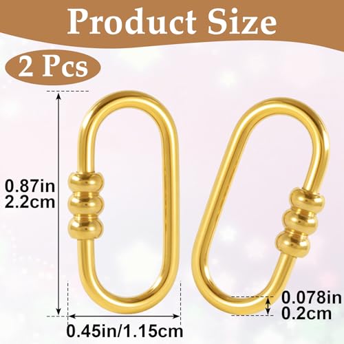 2 Pcs Locking Carabiner Small, Oval Jewelry Carabiner, Gold Carabiner Clasp, Metal Carabiner Necklace for DIY Necklace Bracelets Jewelry Making Hook (Gold, Style5) - color: 2 Pcs-Gold, Style6