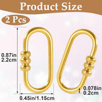 2 Pcs Locking Carabiner Small, Oval Jewelry Carabiner, Gold Carabiner Clasp, Metal Carabiner Necklace for DIY Necklace Bracelets Jewelry Making Hook (Gold, Style5) - color: 2 Pcs-Gold, Style6
