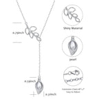Long Necklace Sterling Silver Larait Bar Y Lariat Long Chain Drop Adjustable Necklace Gift for Her, 30" - style: Long Calla Lily Necklace