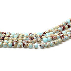 Natural Stone 6 Colors Sea Sediment Imperial Jasper Round Loose Beads for Jewelry Making (6mm, Water Blue)