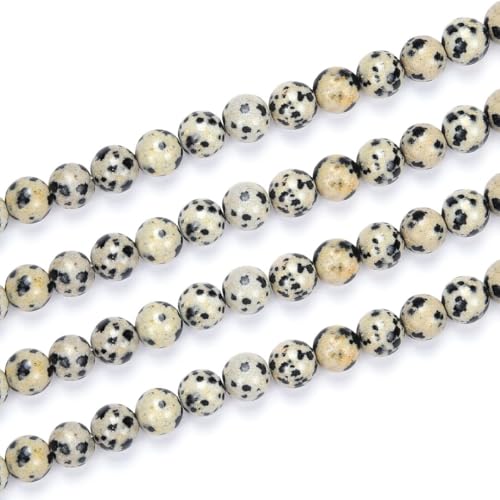 90pcs Adabele Natural Dalmatian Jasper Healing Gemstone 4mm (0.16 inch) Small Round Beads Gem Stone Spacer for Craft Jewelry Making GF17-4 - color: Dalmatian Jasper, size: 4mm (90pcs/1 Strand)