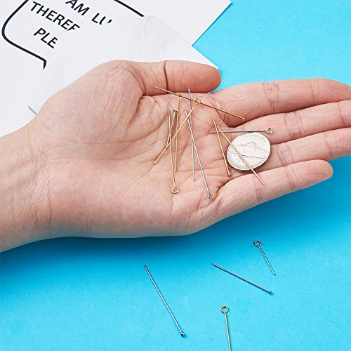Craftdady 640Pcs Stainless Steel Open Eyepins Flat Headpins Ball Head Pins 2 Colors Metal Wire Needle Pin Set for Earring Pendant Jewelry Necklace Bracelet Making, 21 Gauge - color: 2 Colors, Mixed Pins