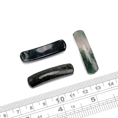 BEADIA Natural Curved Moss Agate Stone Beads 36x10mm 4pcs for DIY Bracelet Jewelry Making - color: Moss Agate