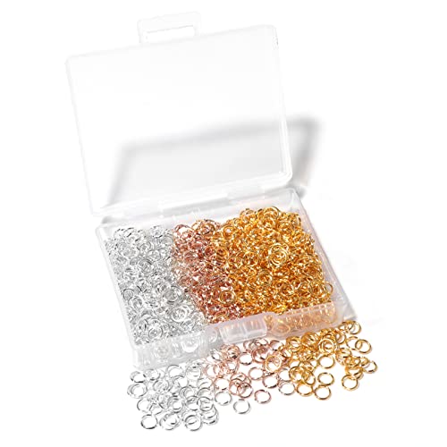 1000 Pcs 4mm Open Jump Rings Silver, Gold and Rose Gold Plated Jump Rings for Jewelry Making Iron Made Single Ring Bulk for DIY Craft Earring Necklace Bracelet Pendant Choker Jewelry Making Findings - color: Color mixing, size: 4mm