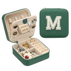 PATIKIL Travel Jewelry Case, M Initial Small Travel Jewelry Box Organizer Rings Earrings Storage Case Personalized Gifts for Women Girls Birthday Christmas Bridesmaid Gifts, Dark Green - style: M