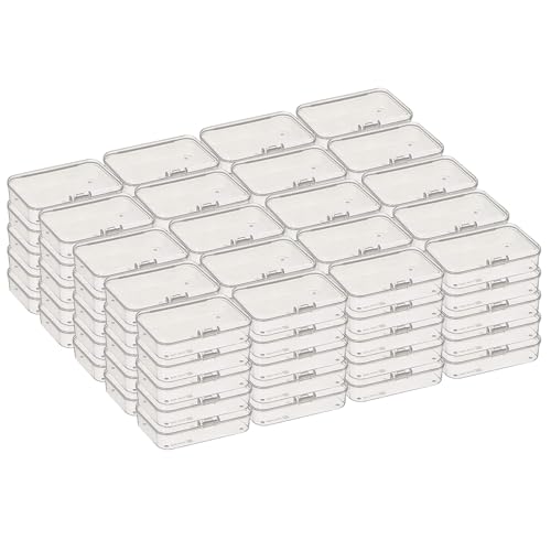 100 Pack Rectangular Clear Plastic Storage Containers Box with Hinged Lid for Beads and Other Small Craft Items (3.35 x 2.17 x 0.98 inch) - size: 3.35 x 2.17 x 0.98 inch