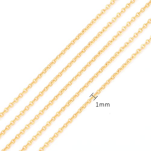 BEADIA 18K Gold Plated O Chains 1.0mm 2 Meters for Jewelry Making Findings - color: O Chain, size: 1.0mm