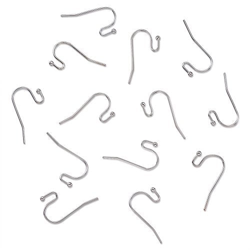 KISSITTY 100-Piece Platinum French Hook Ball Dot Earwires 22x11mm Dangle Earring Wires Findings