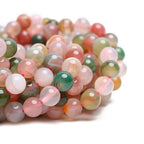 70PCS Natural 8MM Healing Gemstone, Yanyuan Agate Energy Stone Round Loose Beads, Semi-Precious Crystal Beads with Free Elastic String for Jewelry Making DIY - color: Yanyuan Agate