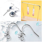 30pcs Silver Diamond Earring Hooks Hypoallergenic French Ear Wire Earrings Fish Hooks with Loop Hole for DIY Jewelry Making Accessories - color: Silver