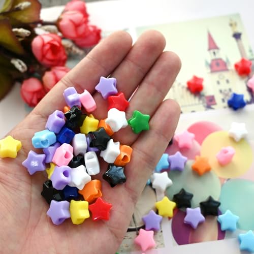 Amaney 300pcs Star Beads Multi Color Acrylic Beads for Bracelet Necklace Craft Jewelry Making - color: BigStar