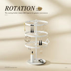 3 Tiers Metal Rotating Earring Holder Organizer Stand Adjustable Display Tree, 126 Holes Large Carousel Rack for Stud Hoop Pierced Dangling Women Girls, Perfect View for All Earrings (White) - color: White