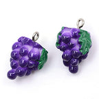 Craftdady Fruit Dangle Charms Pendants Cute Resin Food Pendants Apple Orange Pineapple Strawberry Pendants Lovely Vegetable Mushroom Charms for DIY Craft Earring Bracelet Necklace Jewelry Making - color: Purple, Grape