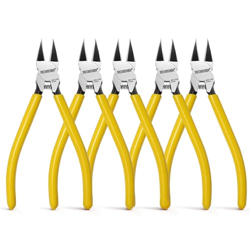 BOOSDEN Wire Cutters 5 Pack, 6 Inch Flush Cut Pliers | Spring Loaded Side Cutting Dikes, Precision Diagonal Cutters Bulk Set for Jewelry Making, Artificial Flowers, Crafting, Electrical & DIY Projects - color: 6''-5 Pack
