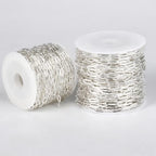 [33 Ft] Stainless Steel Paperclip Chains Roll, 3mm Width Silver Plated Stainless Steel Oval Link Chains Spool Bulk for Jewelry Making - color: silver color(3mm)