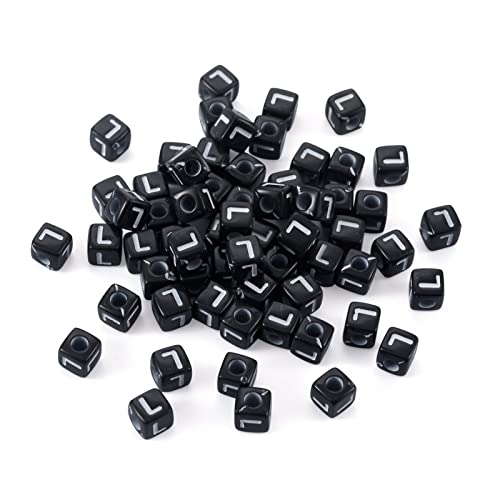 FASHEWELRY 500Pcs Acrylic Cube Letter Beads 5x5x5mm Black Square Letter L Alphabet Beads for DIY Bracelet Necklace Jewelry Making - color: Letter L