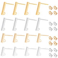SUNNYCLUE 1 Box 40Pcs 4 Style 304 Stainless Steel Stud Earring Findings with 40 Pcs Stainless Steel Ear Nuts Earring Posts with Loop for Jewelry Making Earrings Supplies DIY Craft Adult Women - color: 20 Pairs Bar Shape Stud Earring Findings