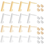 SUNNYCLUE 1 Box 40Pcs 4 Style 304 Stainless Steel Stud Earring Findings with 40 Pcs Stainless Steel Ear Nuts Earring Posts with Loop for Jewelry Making Earrings Supplies DIY Craft Adult Women - color: 20 Pairs Bar Shape Stud Earring Findings