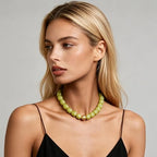 Chunky Acrylic Resin Beaded Necklace for Women Colorful Large Round Choker Adjustable Stack Acrylic Beads Necklace Resin Summer Party Jewelry - style: Olive Green