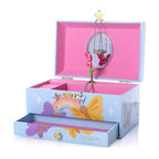 The Memory Building Co Butterfly Musical Jewelry Box Plays Classic Melody, Storage Organizer Music Box for Kids Ages 6-12, MDF Wood w/ 2 Fabric Lined Ring Bracelet Necklace Treasure Compartments - style: Butterfly