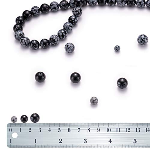 BEADIA Natural Snowflake Obsidian Stone Round Loose Semi Gemstone Beads for Jewelry Making 6MM 61PCS - color: Snowflake Obsidian, size: 6mm